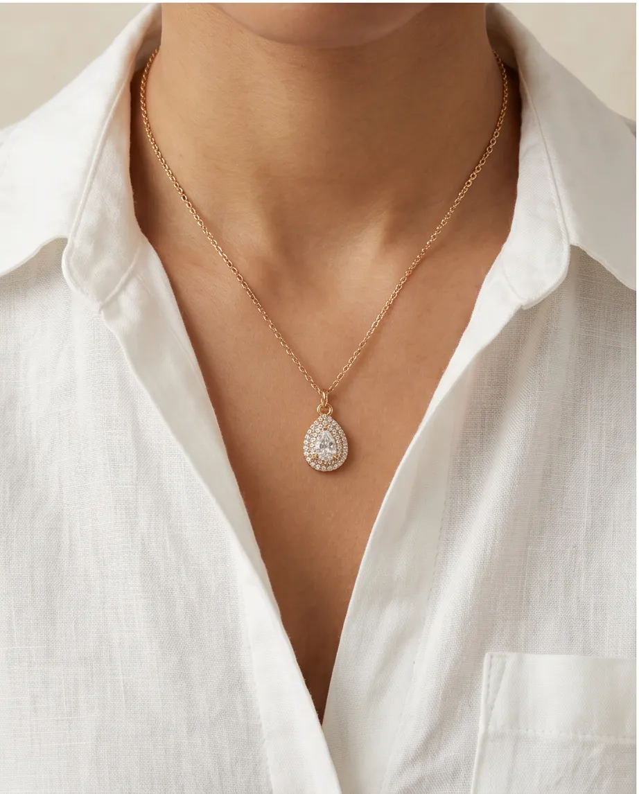 Κολιέ Crystal Teardrop – Ανοξείδωτο Ατσάλι