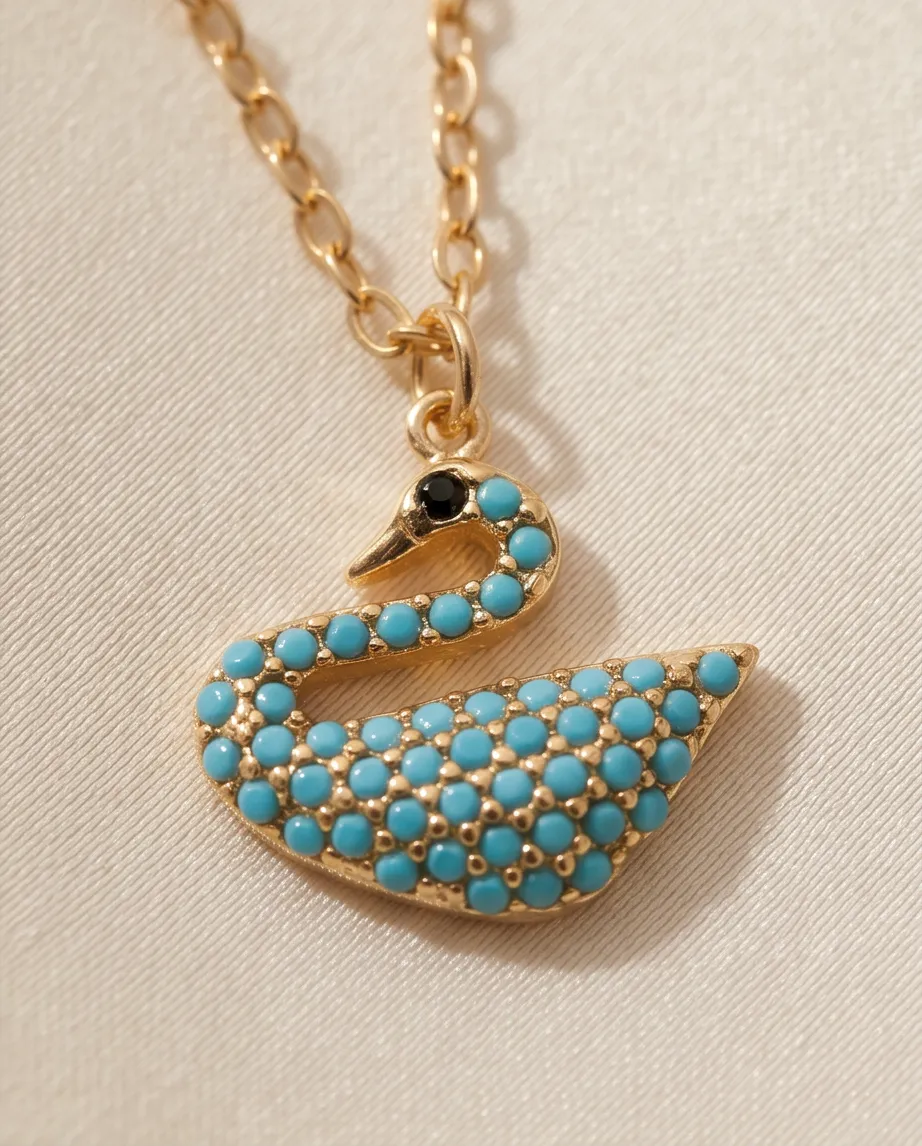 Κολιέ Turquoise Swan – Ανοξείδωτο Ατσάλι