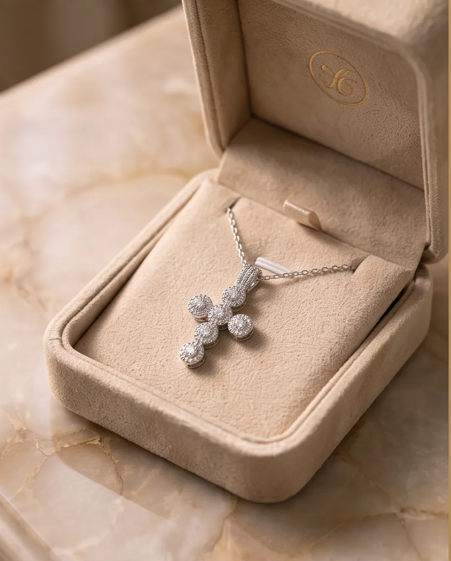 Κολιέ Cross Diamond Silver - Ανοξείδωτο Ατσάλι