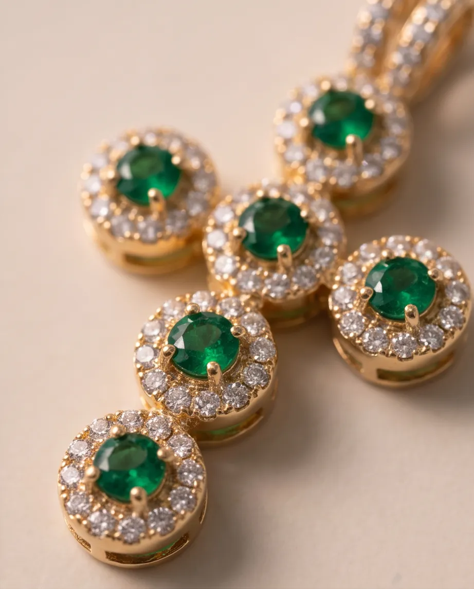 Κολιέ Cross Emerald Gold - Ανοξείδωτο Ατσάλι
