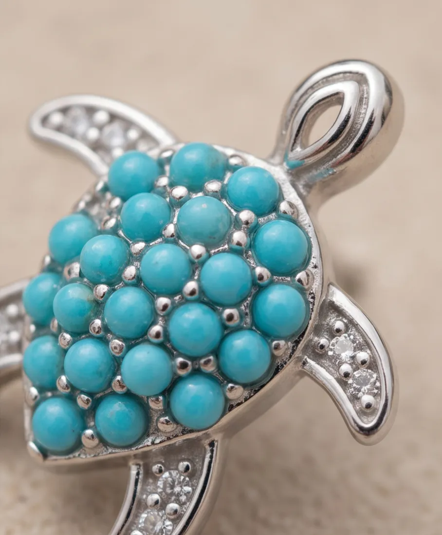Σκουλαρίκια Silver Turquoise Turtle Studs
