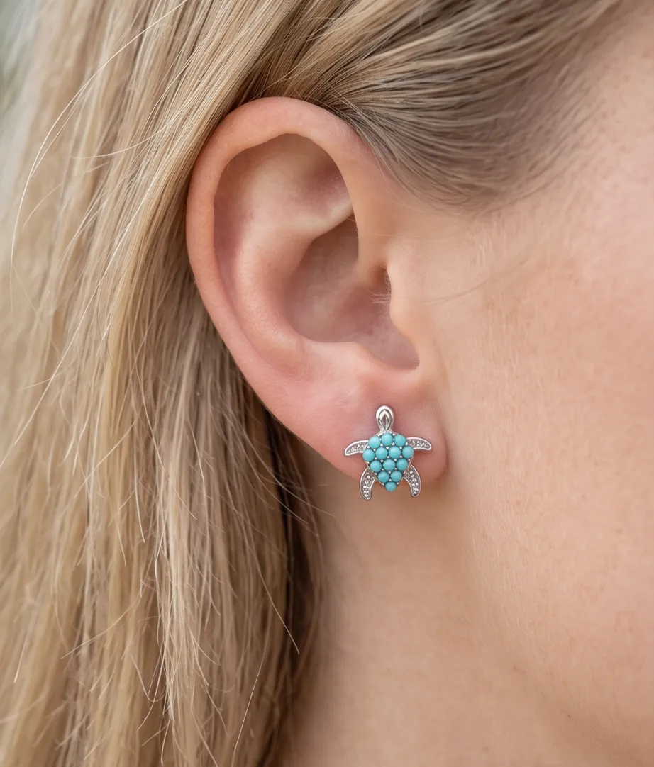 Σκουλαρίκια Silver Turquoise Turtle Studs