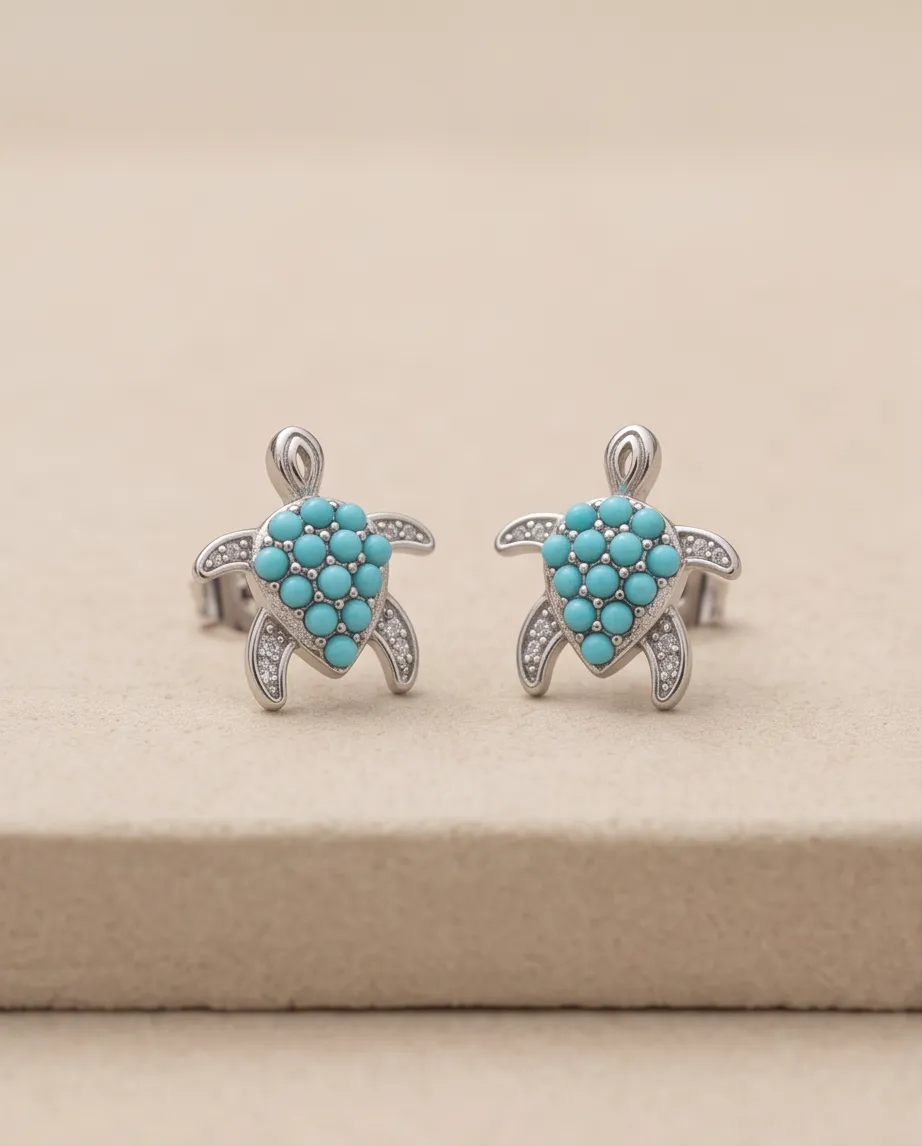 Σκουλαρίκια Silver Turquoise Turtle Studs