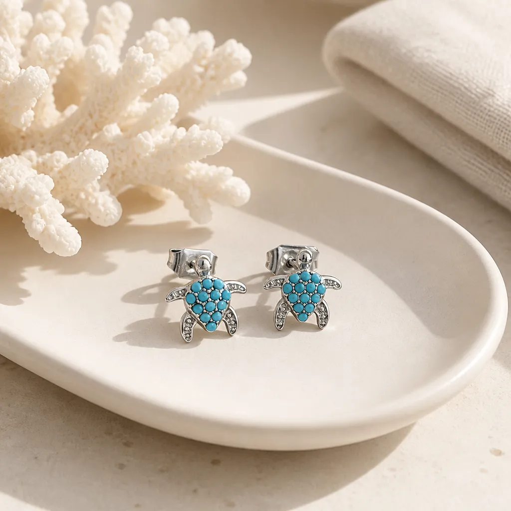 Σκουλαρίκια Silver Turquoise Turtle Studs