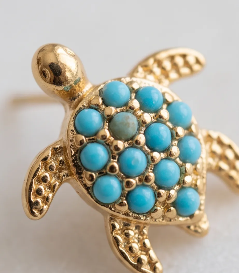 Σκουλαρίκια Turquoise Turtle Stud- Ανοξείδωτο Ατσάλι.