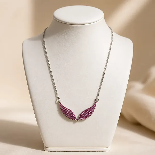 Κολιέ Radiant Fuchsia Angel Wings-Ανοξείδωτο Ατσάλι
