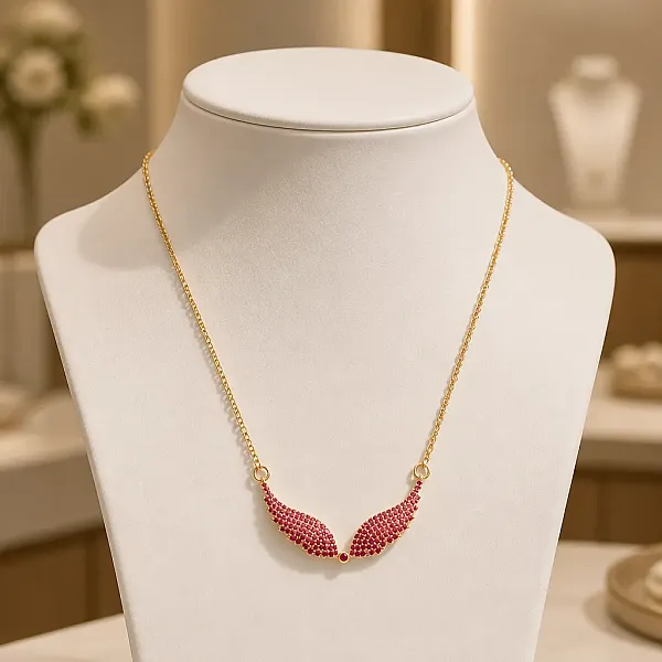 Κολιέ Radiant Gold Fuchsia Angel Wings – Ανοξείδωτο Ατσάλι