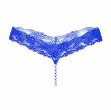 sexy string  εσώρουχο  με σειρά από πέρλες,one size,από spandex σε μπλε χρώμα.