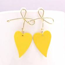 Σκουλαρίκια Καρδιές κίτρινες.