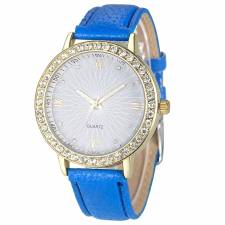 Casual ρολόι PU,με μηχανισμό Quarz χρώματος μπλε.